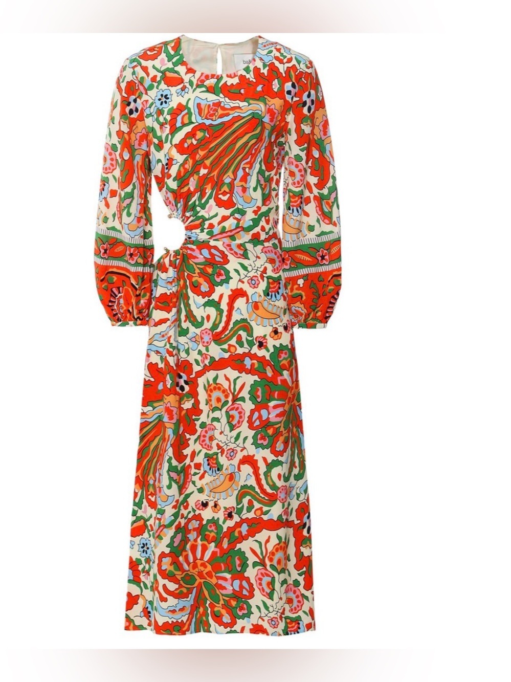 ba&sh Paris Monica Midi Dress Cutout Floral Paisley Ring Detail Size S
